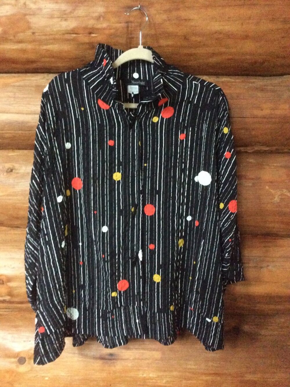 Moonlight By Y & S Multi Jacket Bright Black Art to Wear Shacket Size Large